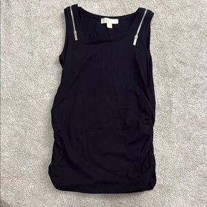 Michael Kors Black Ruched Sleeveless Tank Top